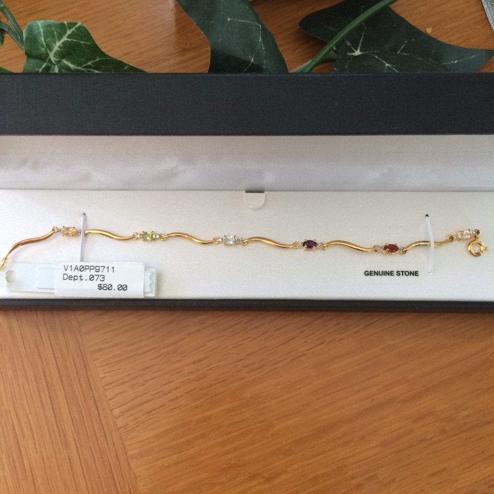 NWT Genuine Gemstone Sterling Silver Bracelet